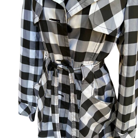 Vero Moda Checkered Lightweight Trench Coat Women’s M Belted Jacket Spring Fall - Picture 4 of 7